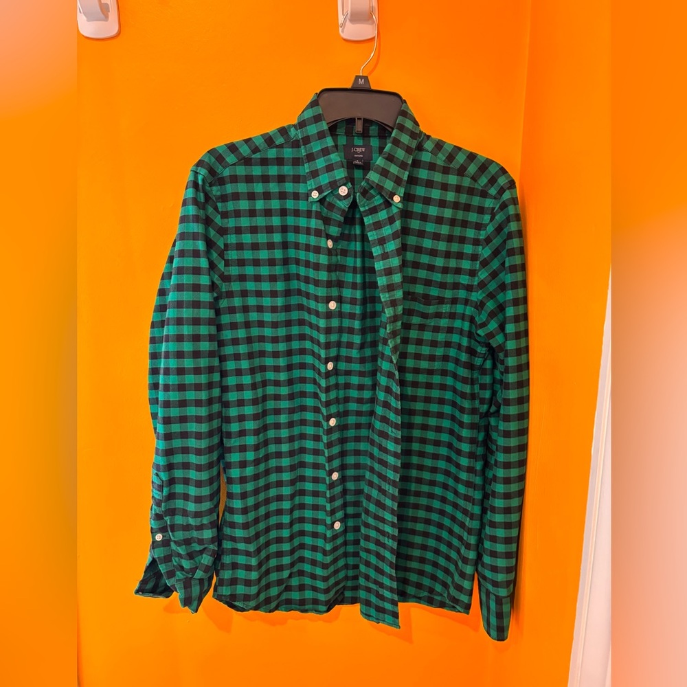 J. Crew Green and Black Plaid Button-Down Shirt